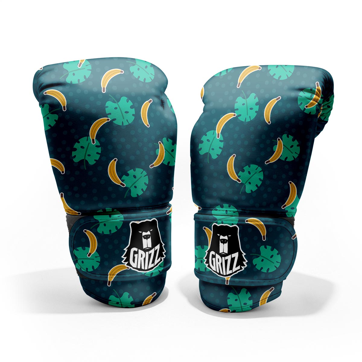 Banana Teal Print Pattern Pro Boxing Glove