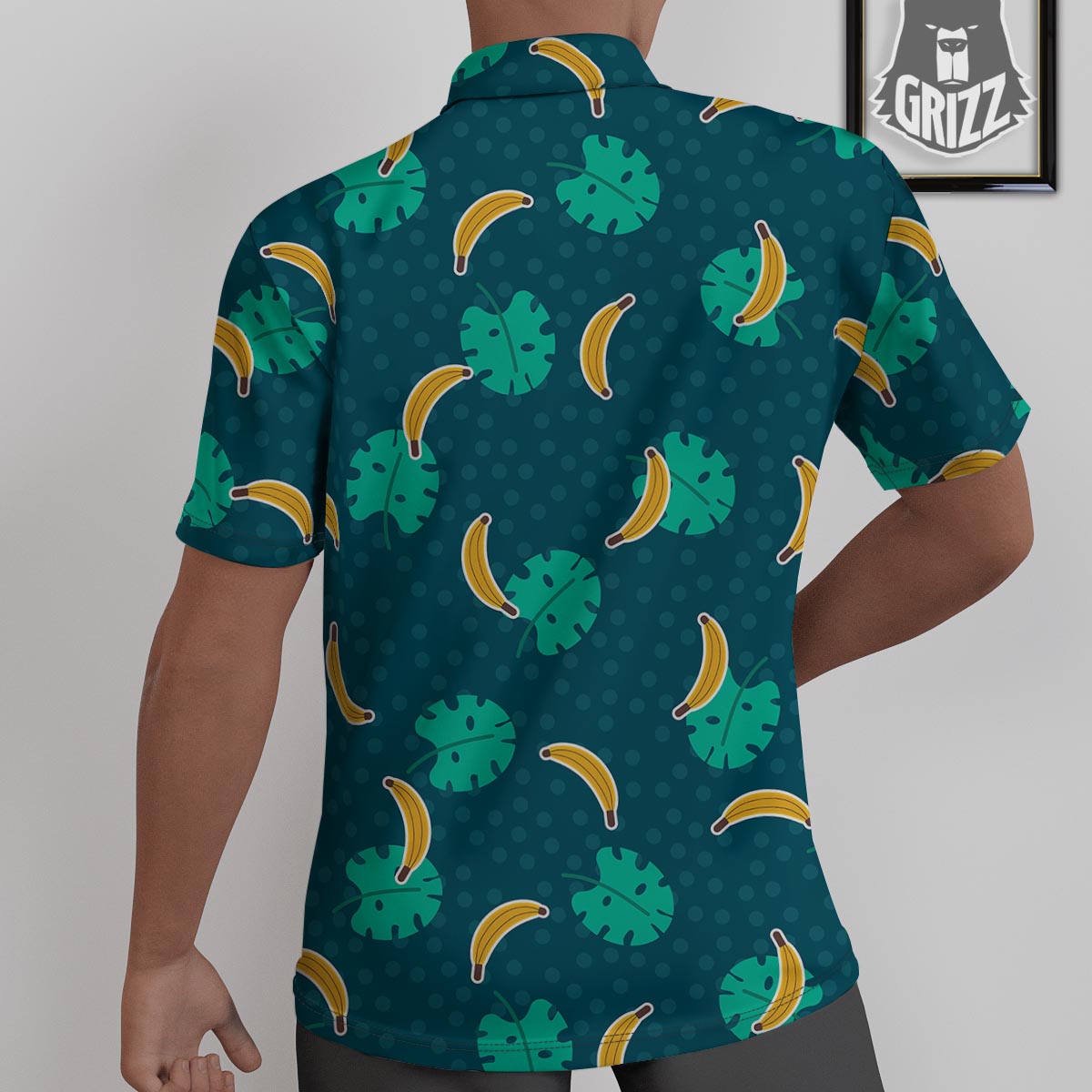 Banana Teal Print Pattern Untucked Shirts-grizzshop