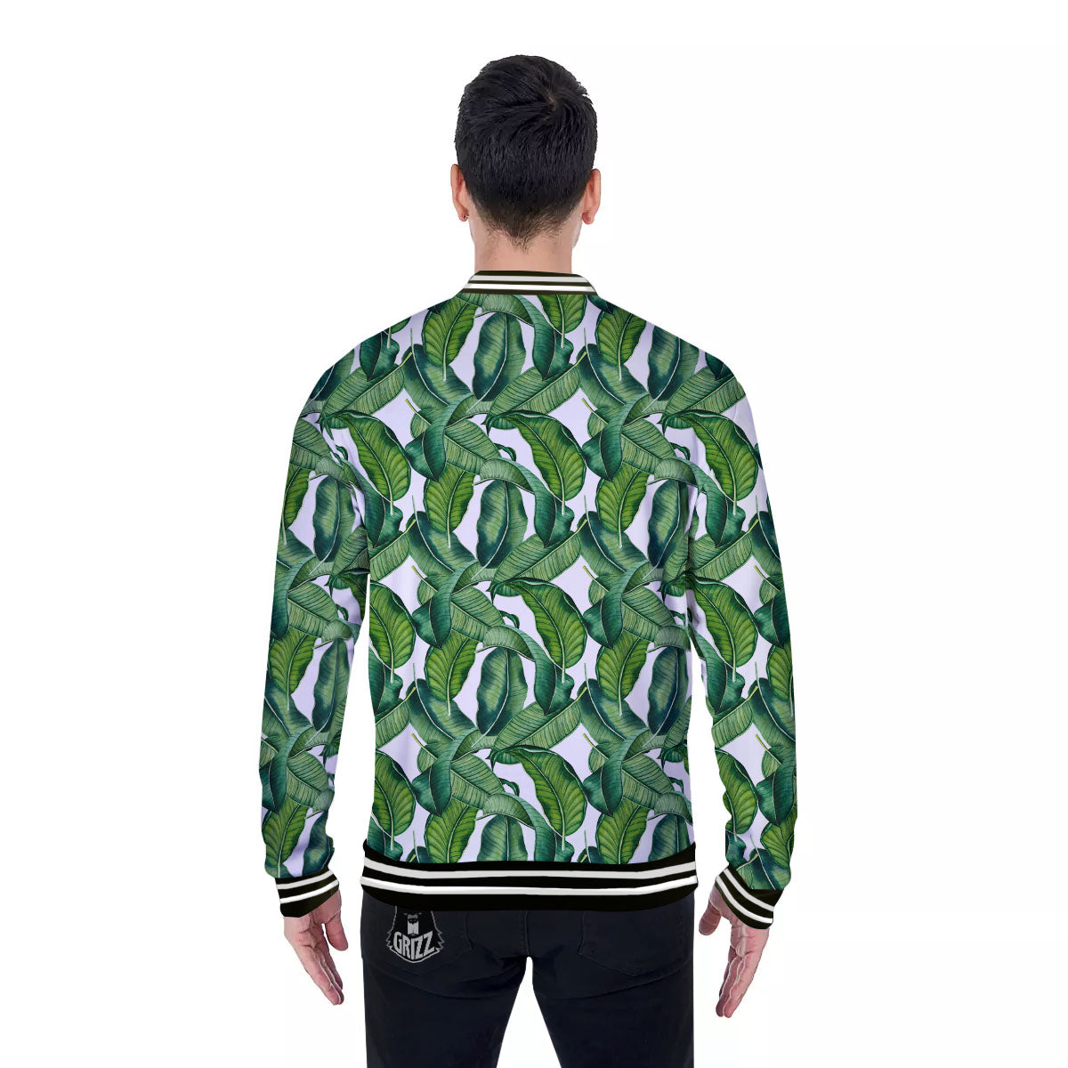 Banana Tropical Green Print Pattern Baseball Jacket-grizzshop