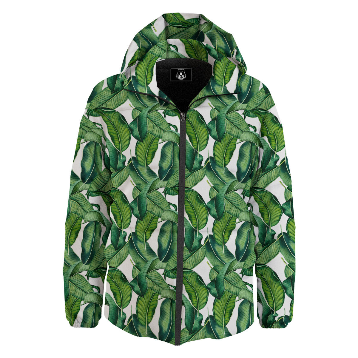 Banana Tropical Green Print Pattern Down Jacket-grizzshop