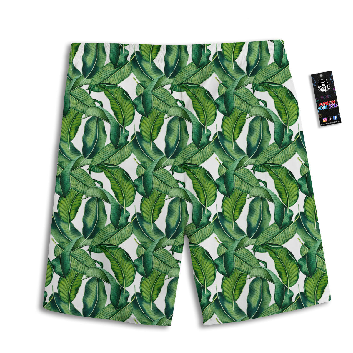 Banana Tropical Green Print Pattern Men's Athletic Shorts-grizzshop