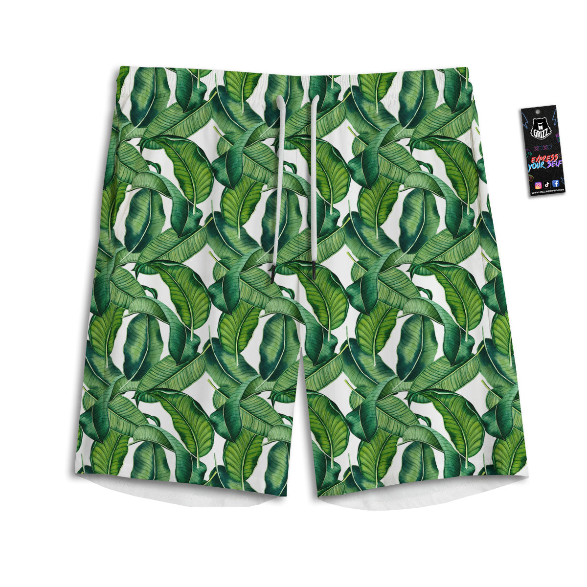 Banana Tropical Green Print Pattern Men's Athletic Shorts-grizzshop