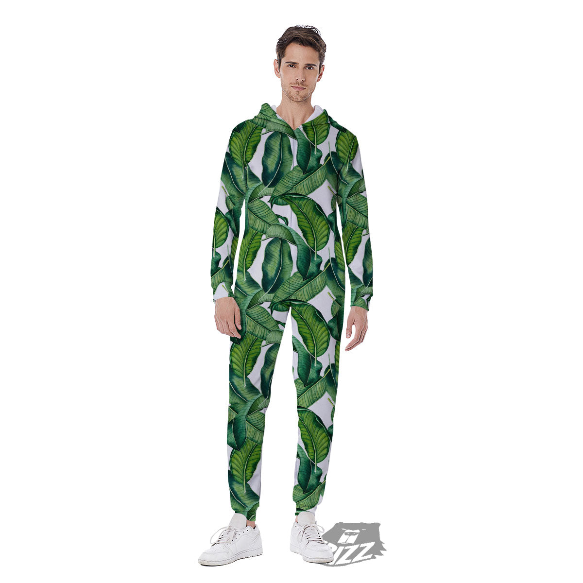 Banana Tropical Green Print Pattern Men's Jumpsuit-grizzshop