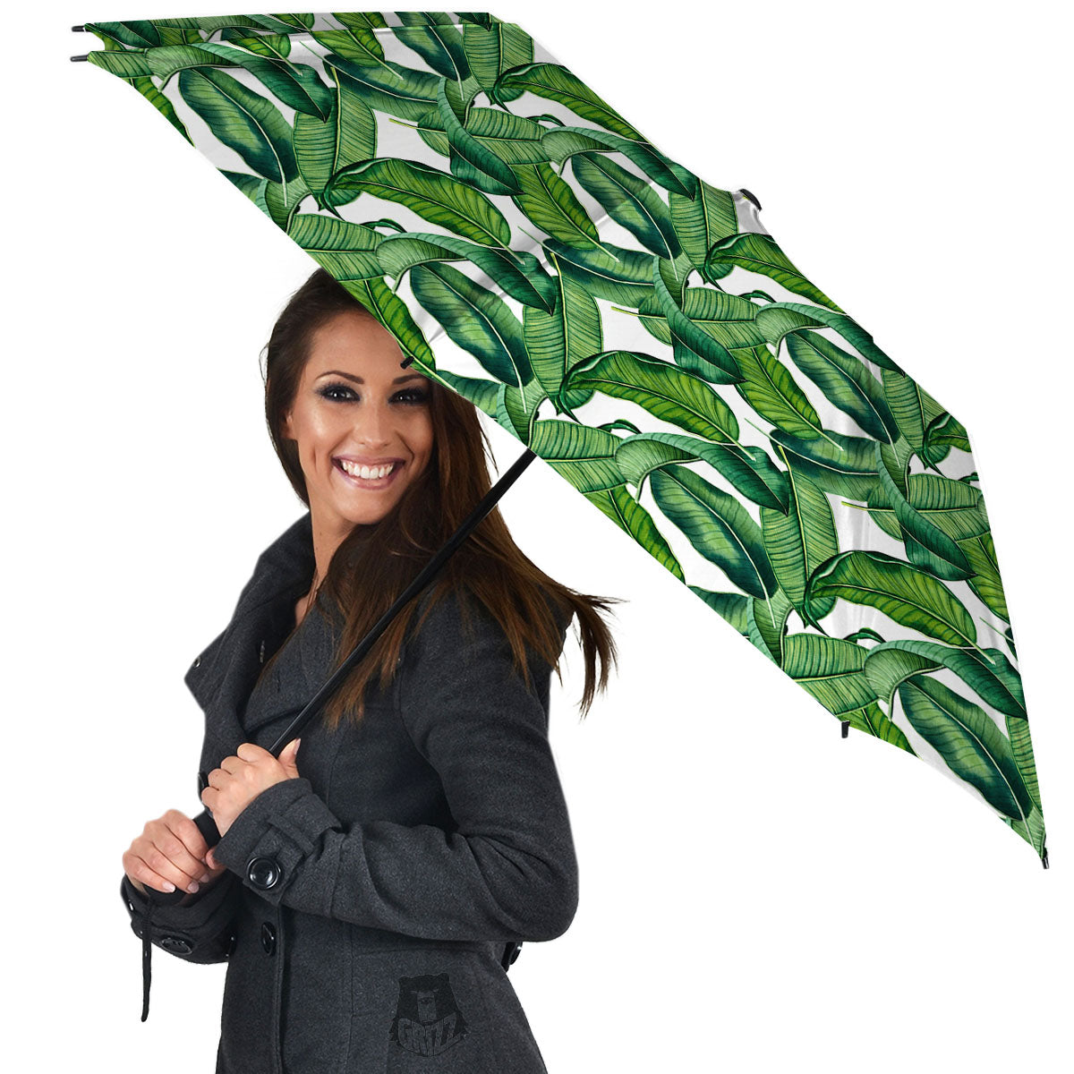 Banana Tropical Green Print Pattern Umbrella-grizzshop