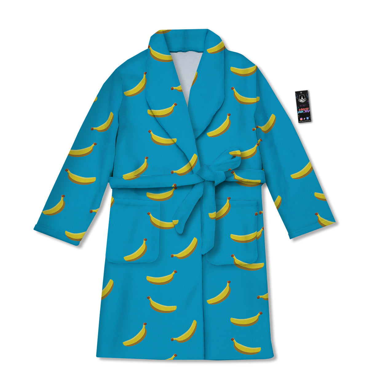 Banana Turquoise Print Pattern Bathrobe-grizzshop