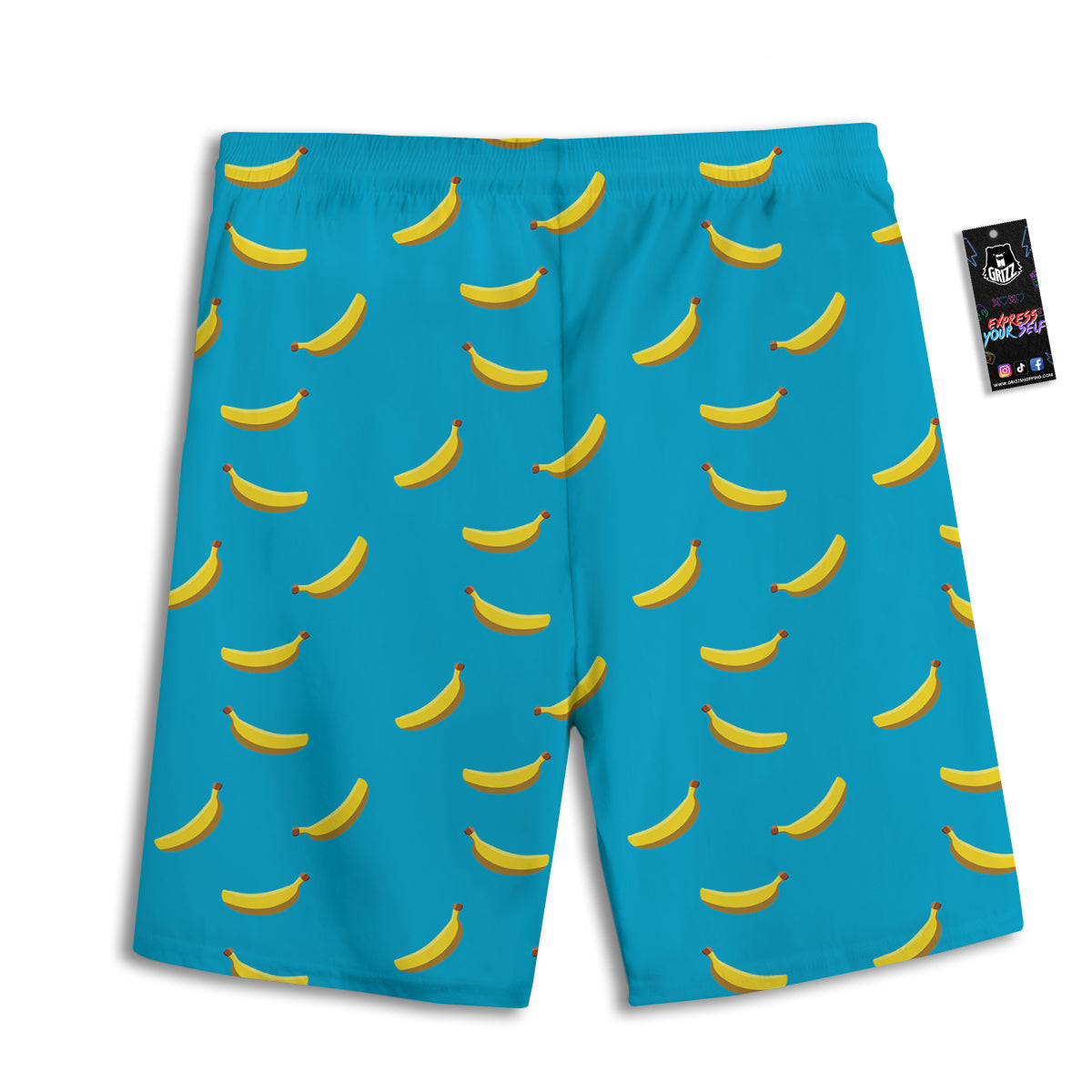 Banana Turquoise Print Pattern Men's Athletic Shorts