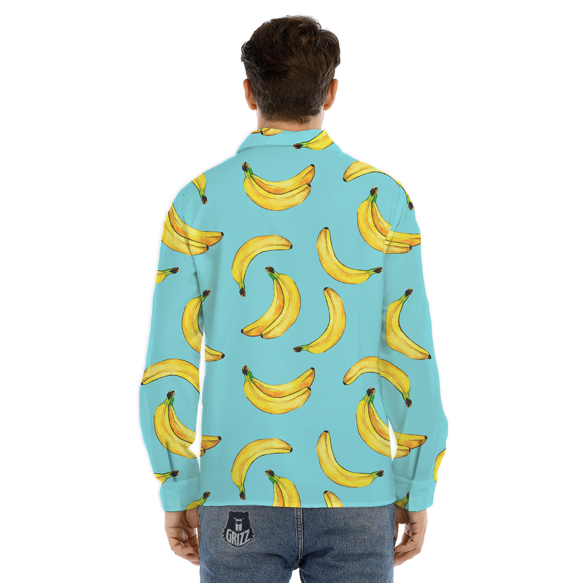 Banana Watercolor Print Pattern Men's Dress Shirts-grizzshop