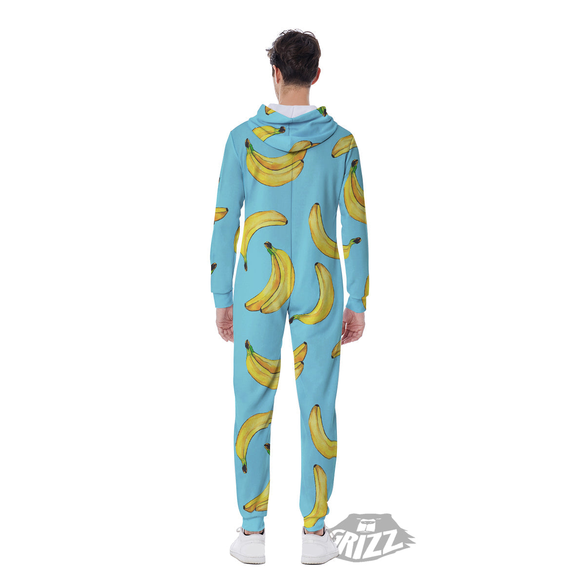 Banana Watercolor Print Pattern Men's Jumpsuit-grizzshop