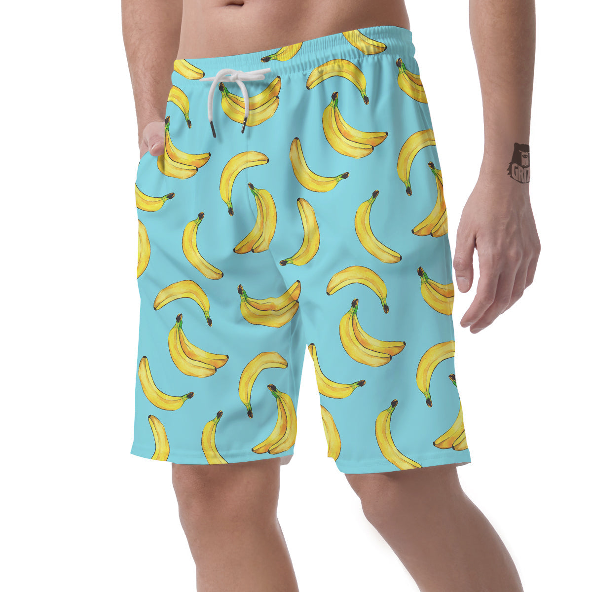 Banana Watercolor Print Pattern Men's Shorts-grizzshop