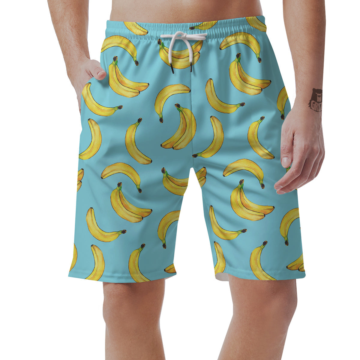 Banana Watercolor Print Pattern Men's Shorts-grizzshop