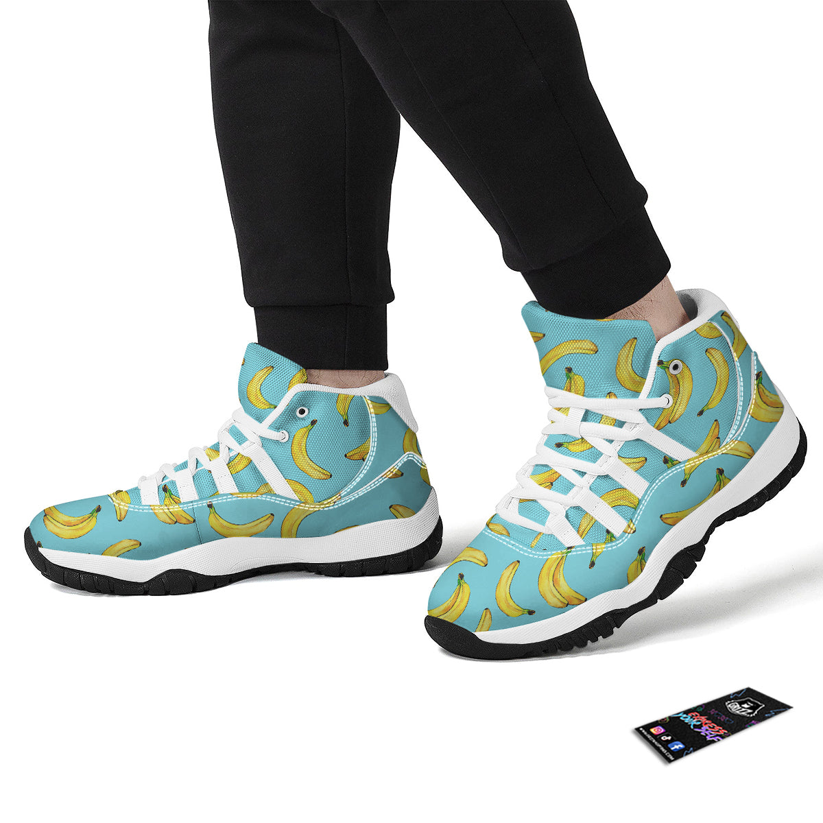 Banana Watercolor Print Pattern White Bball Shoes-grizzshop
