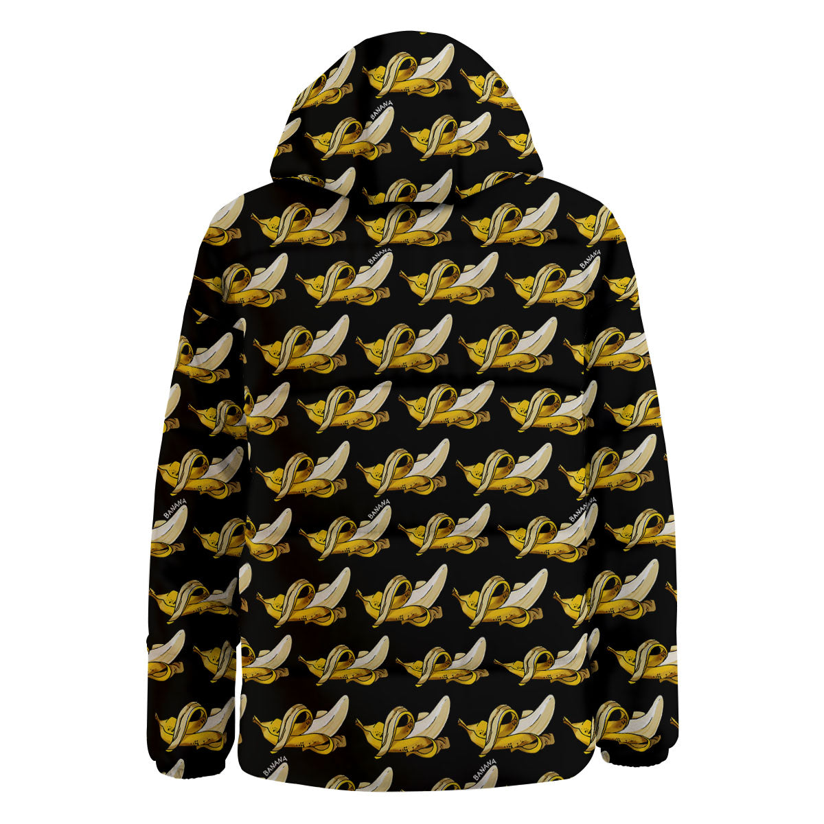 Banana Yellow And Black Print Pattern Down Jacket-grizzshop