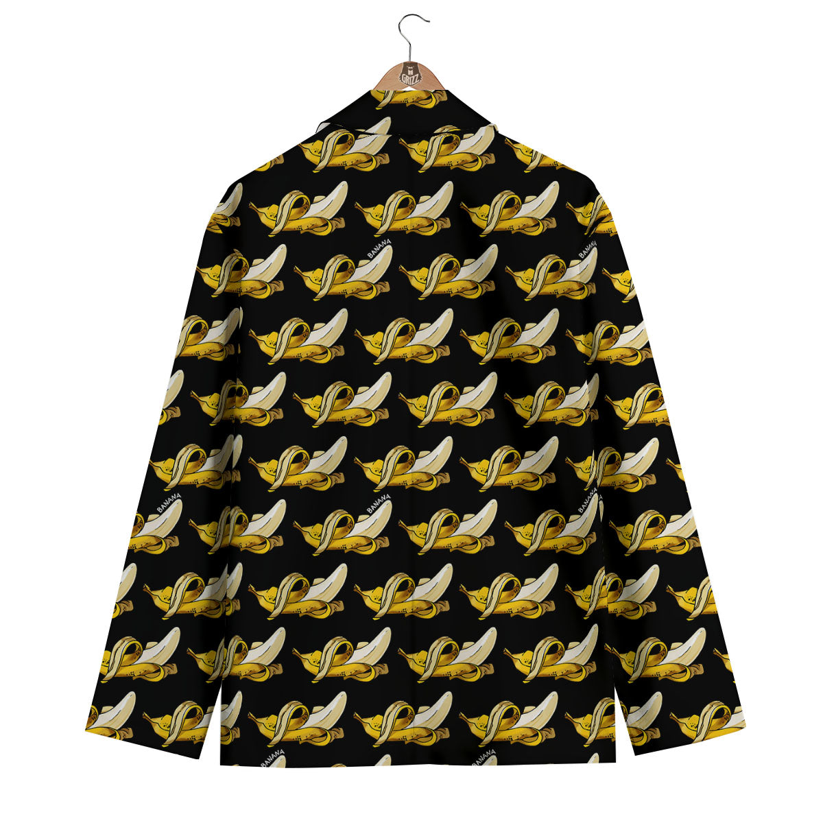 Banana Yellow And Black Print Pattern Men's Blazer-grizzshop