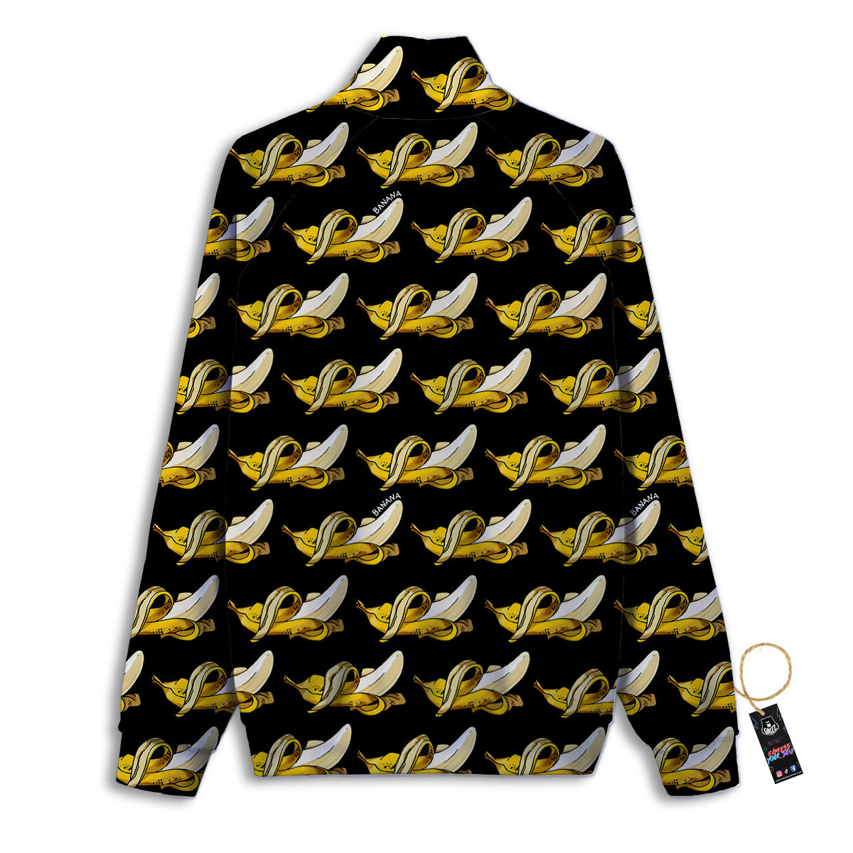 Banana Yellow And Black Print Pattern Track Jacket-grizzshop