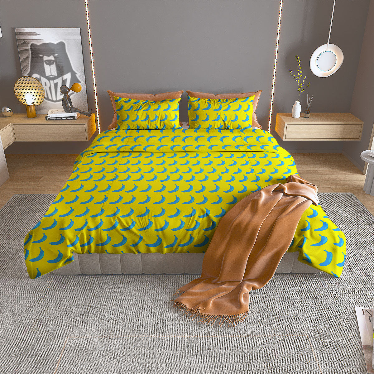 Bee Cute Cartoon Print Pattern Duvet Cover Bedding Set