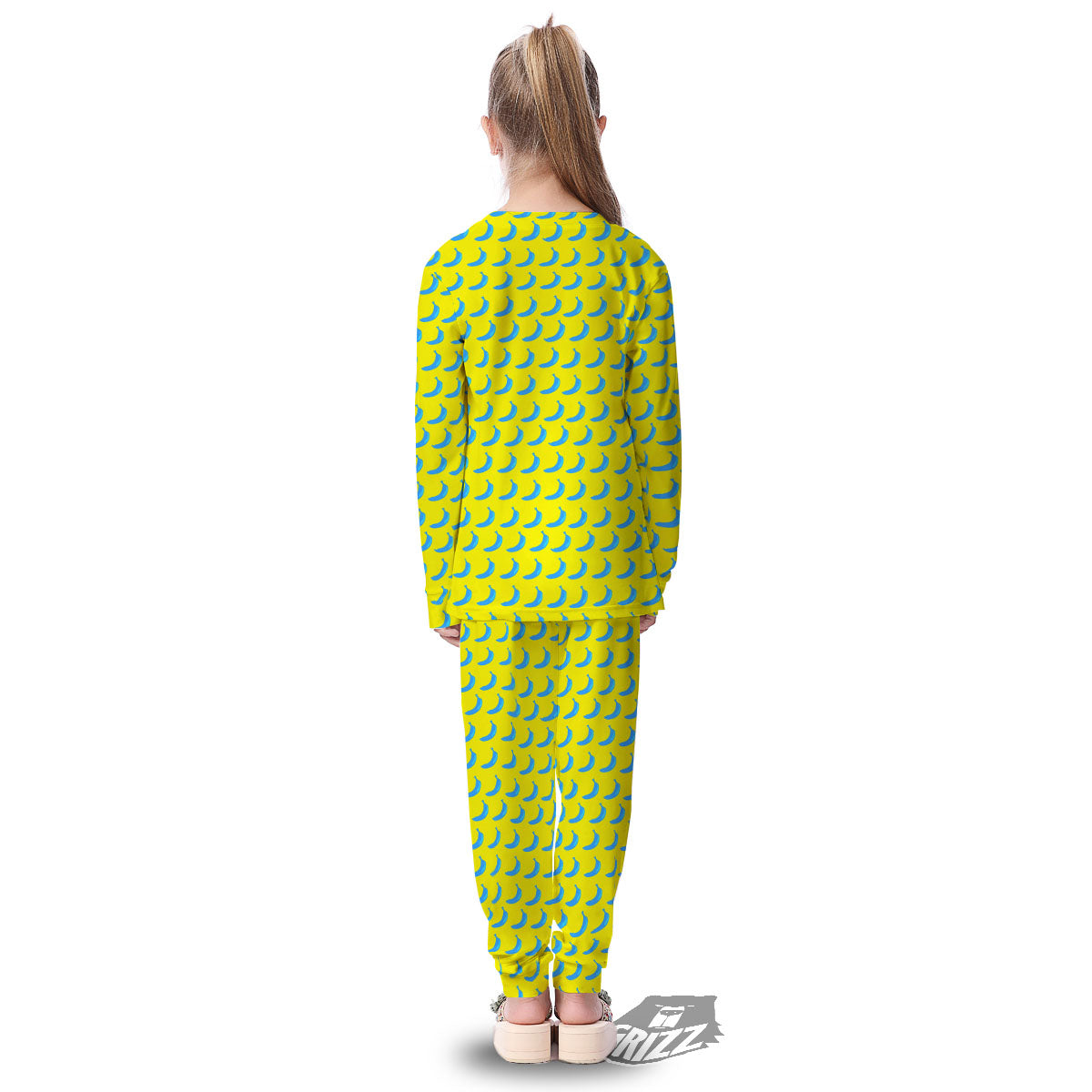 Banana Yellow And Blue Print Pattern Kid's Pajamas-grizzshop