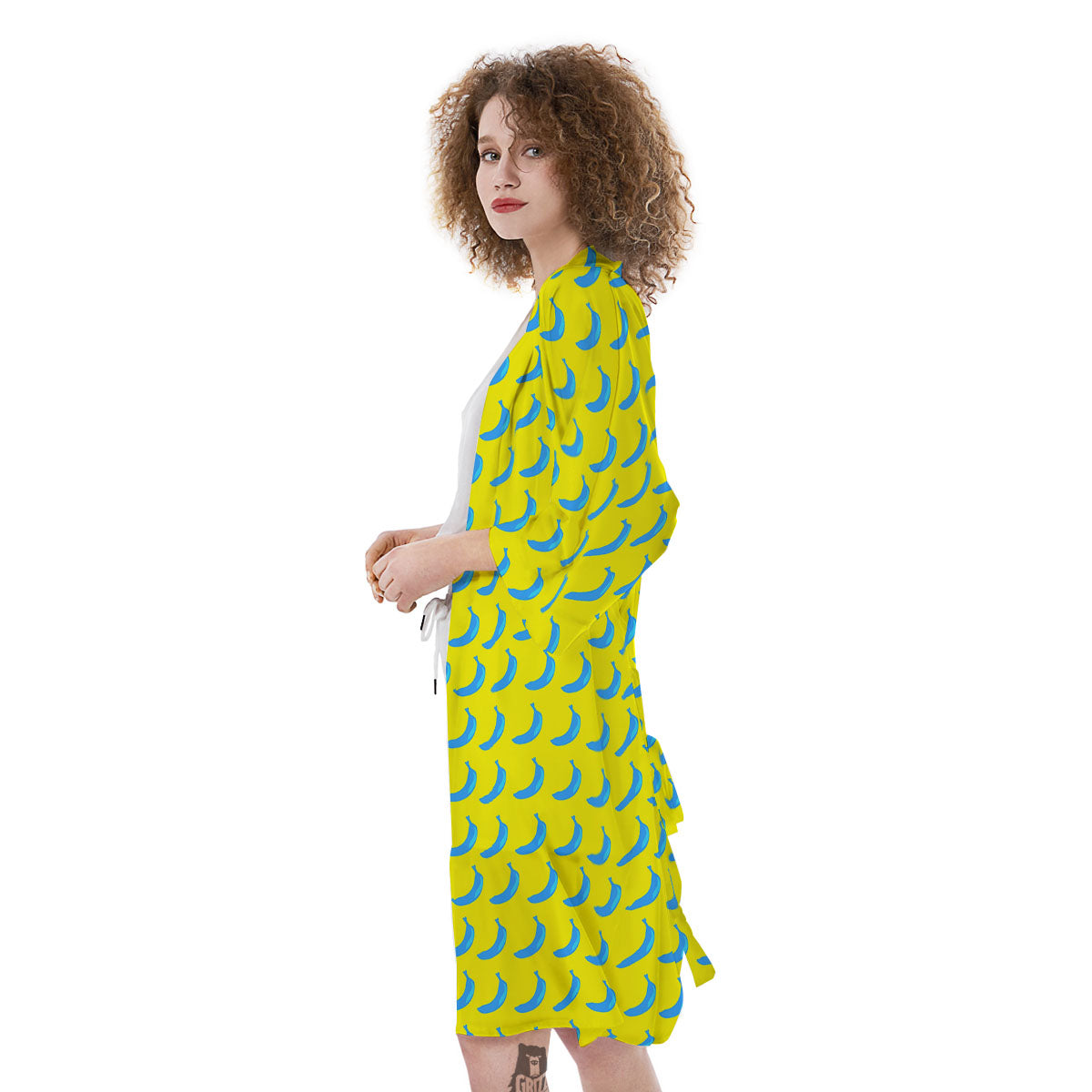 Banana Yellow And Blue Print Pattern Kimono-grizzshop