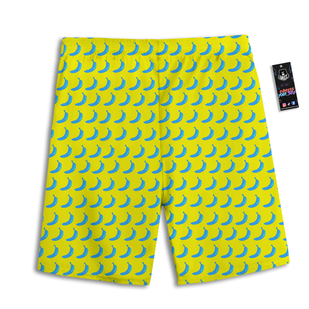 Banana Yellow And Blue Print Pattern Men's Athletic Shorts