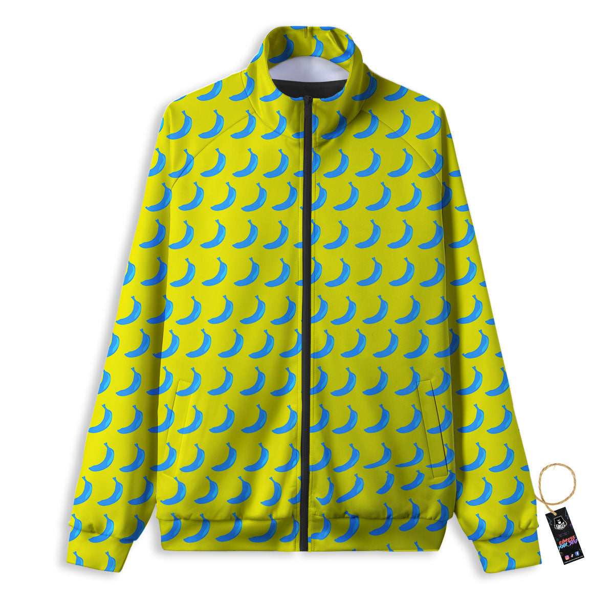 Banana Yellow And Blue Print Pattern Track Jacket-grizzshop