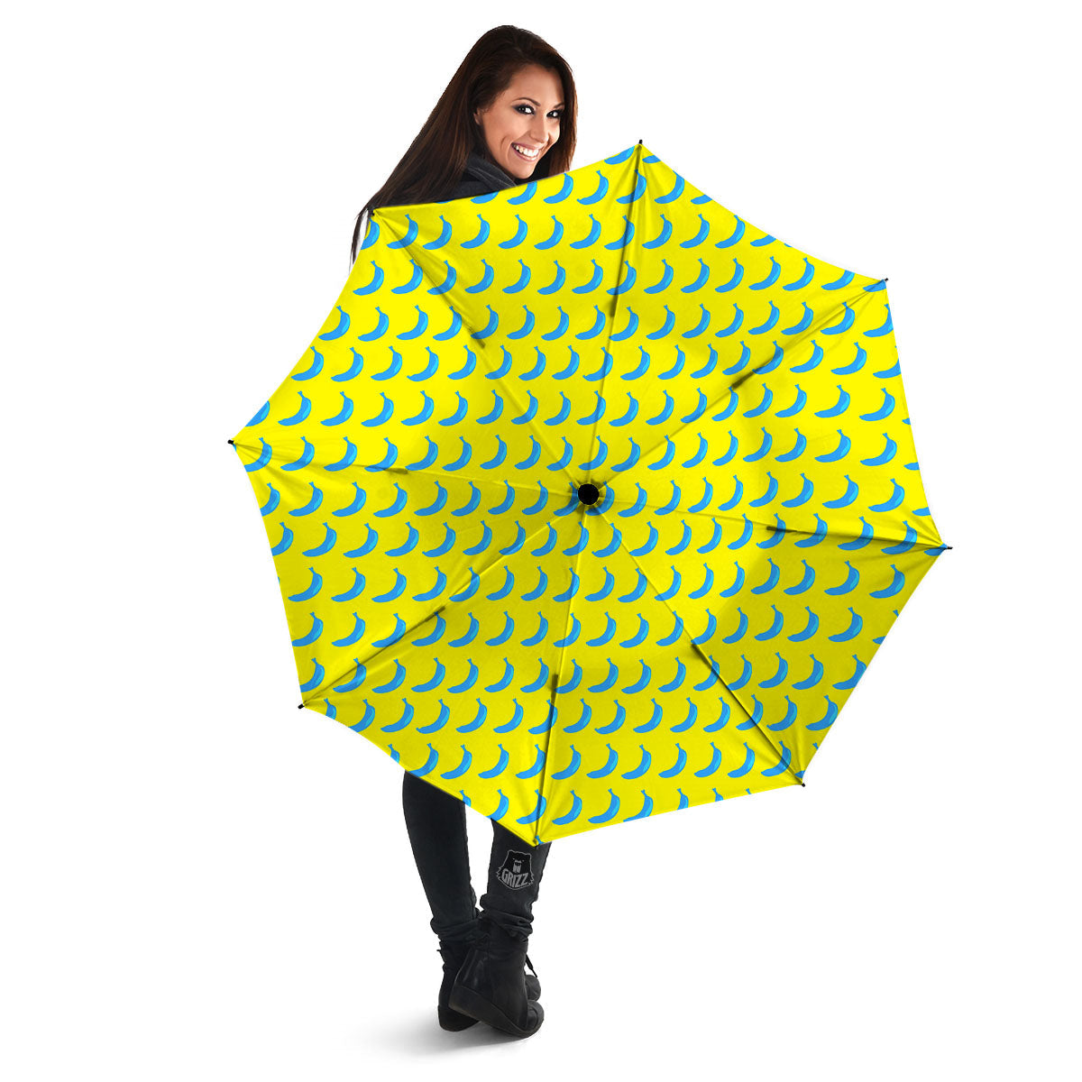 Banana Yellow And Blue Print Pattern Umbrella-grizzshop