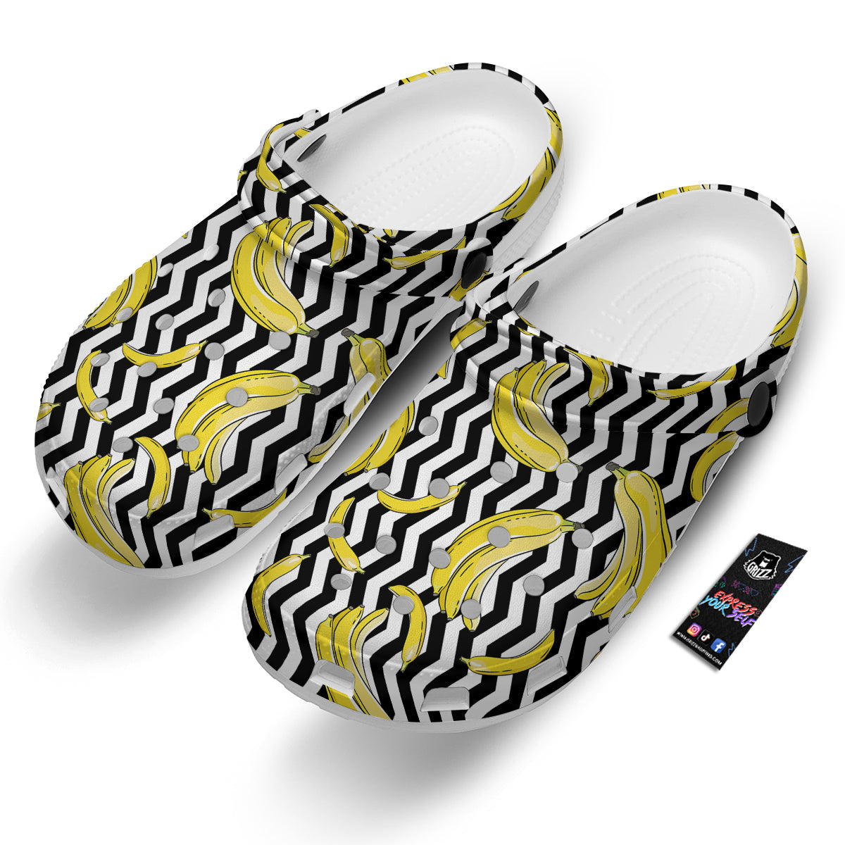 Banana Zigzag Print Pattern Clog-grizzshop