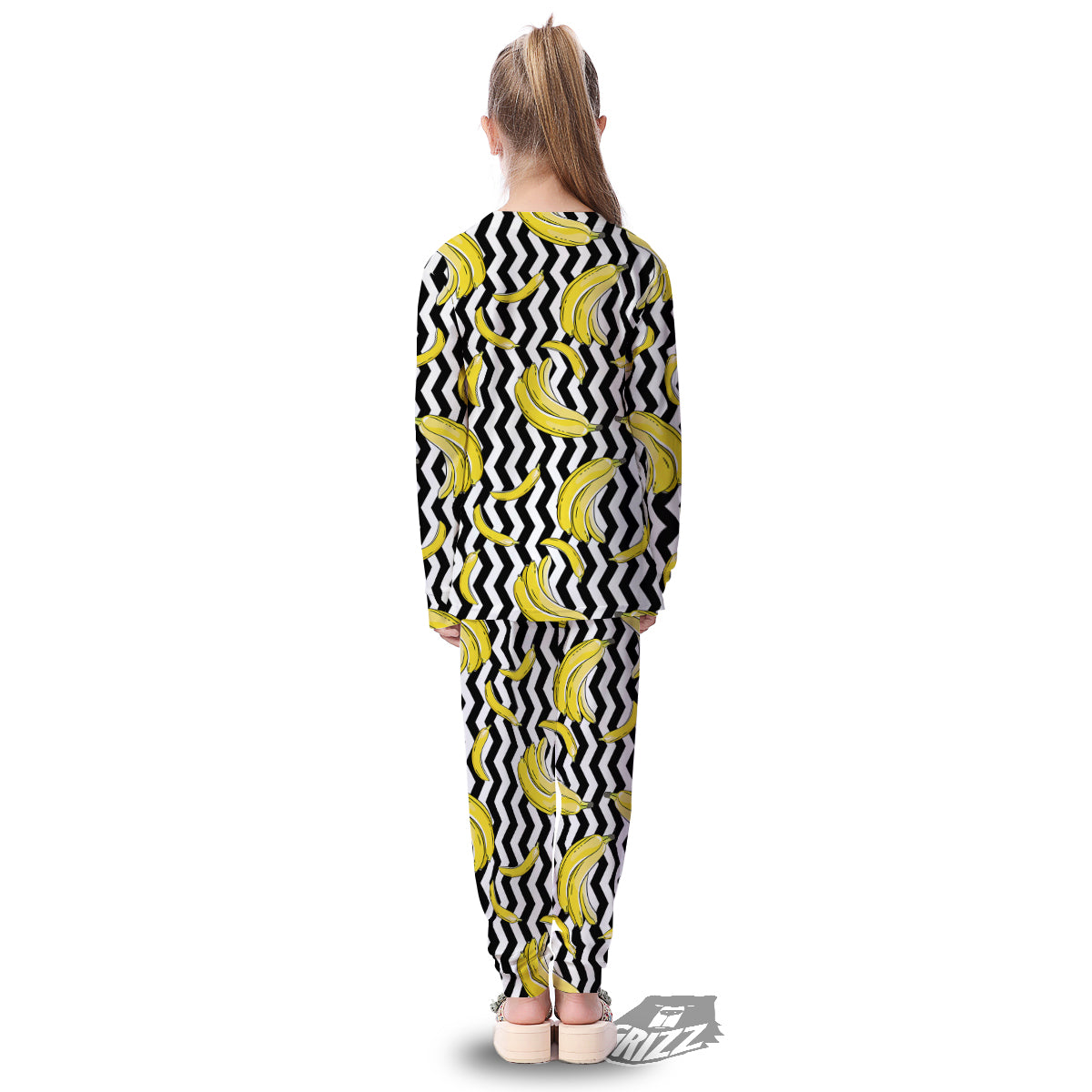 Banana Zigzag Print Pattern Kid's Pajamas-grizzshop