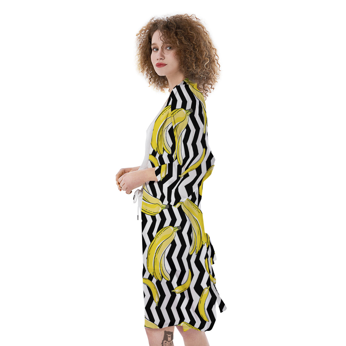 Banana Zigzag Print Pattern Kimono-grizzshop