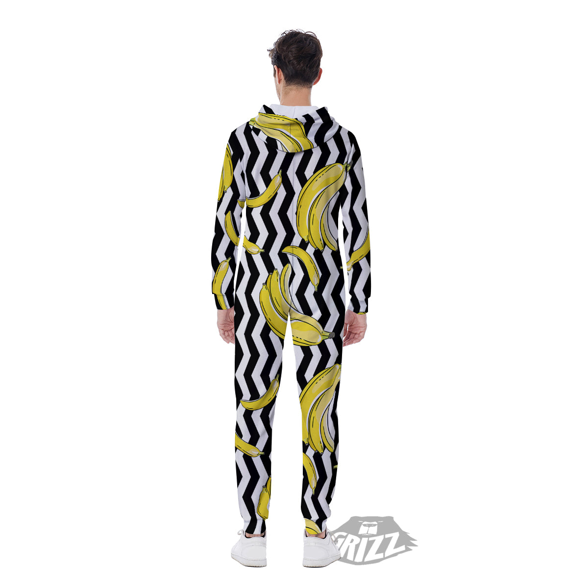 Banana Zigzag Print Pattern Men's Jumpsuit-grizzshop