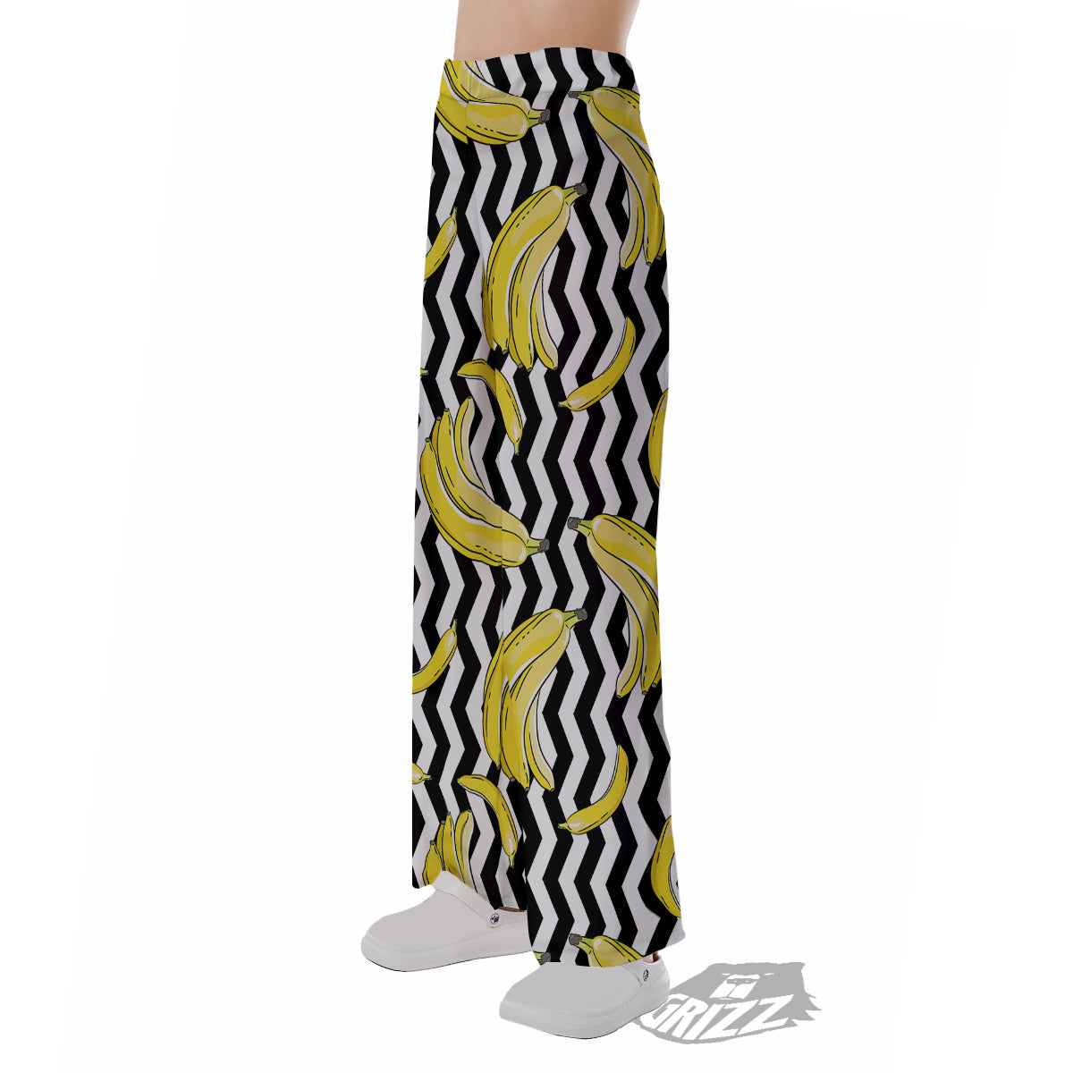 Banana Zigzag Print Pattern Pajama Pants-grizzshop