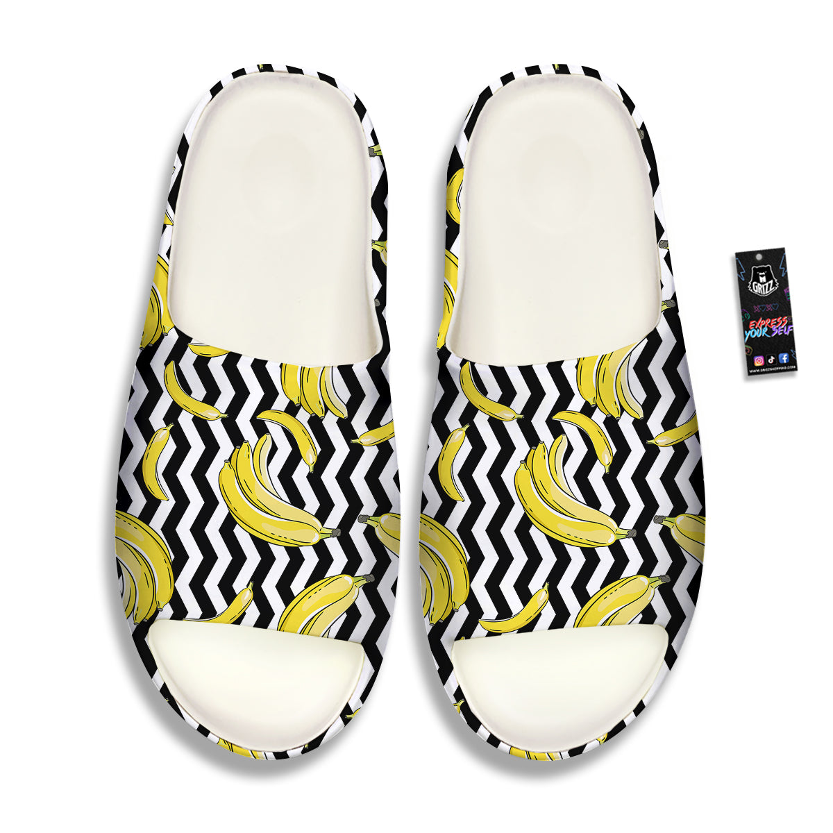 Banana Zigzag Print Pattern Sandals-grizzshop
