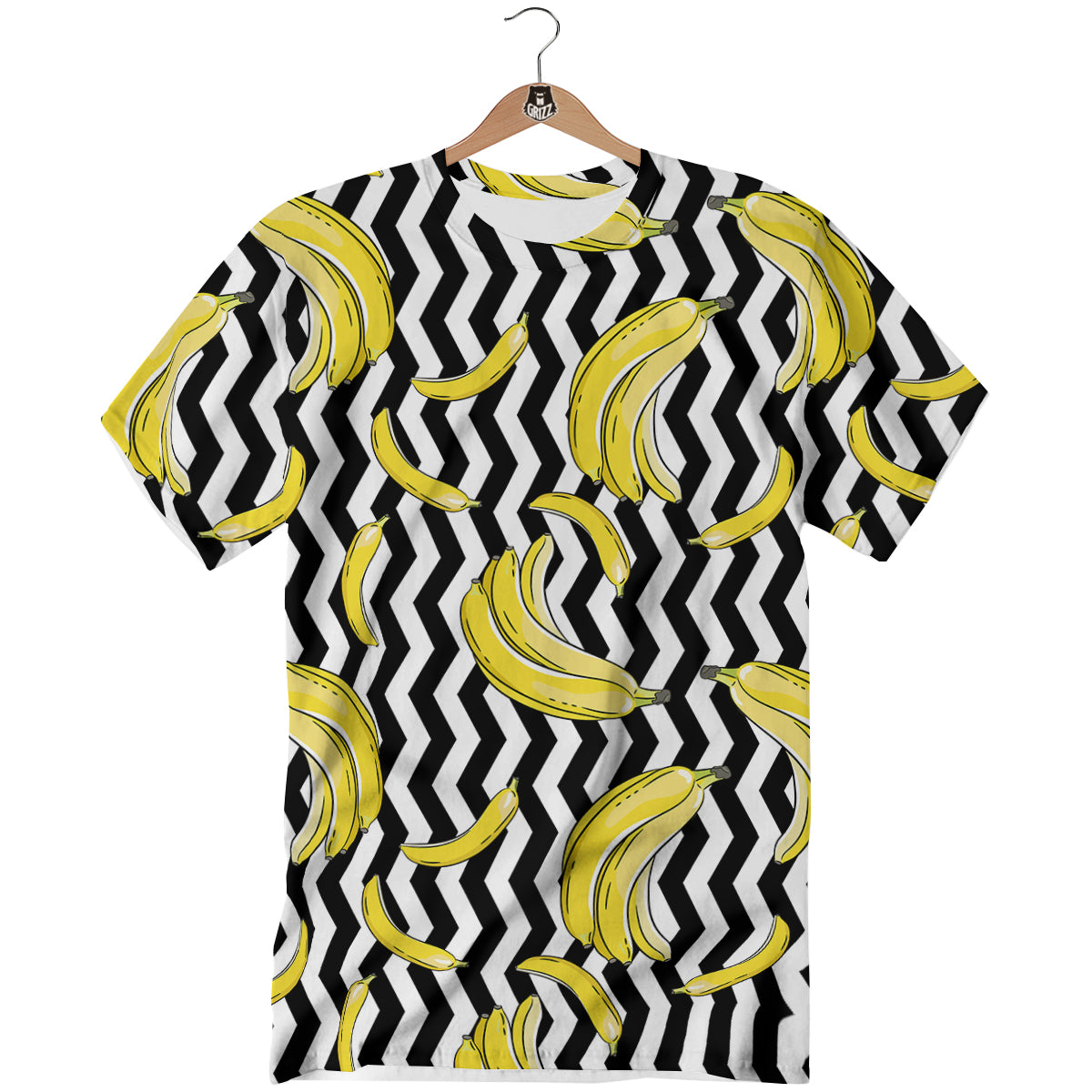 Banana Zigzag Print Pattern T-Shirt-grizzshop