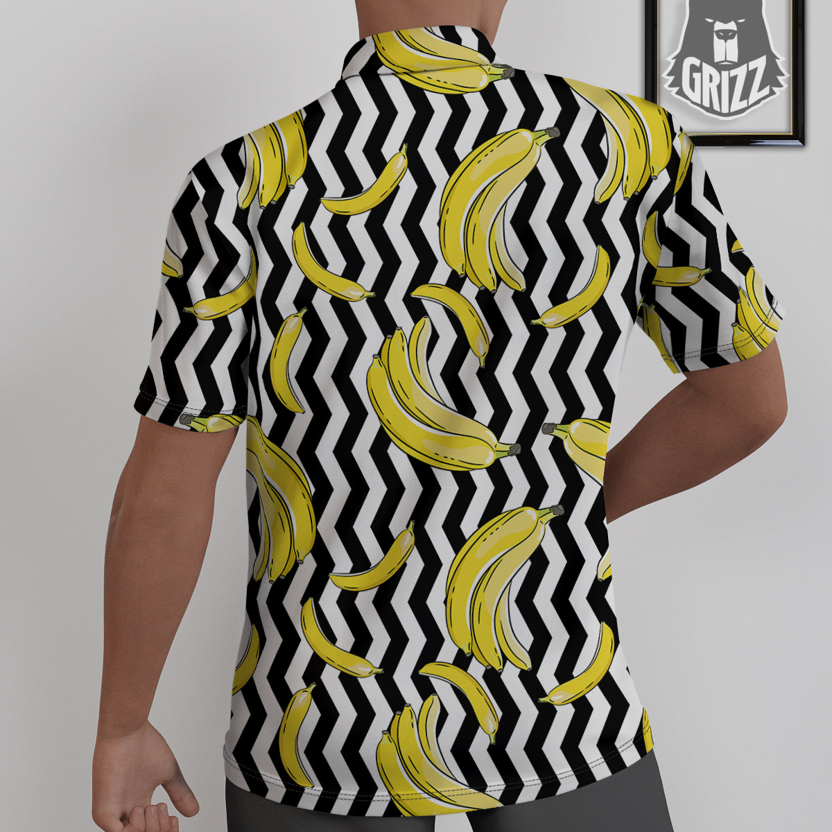 Banana Zigzag Print Pattern Untucked Shirts-grizzshop