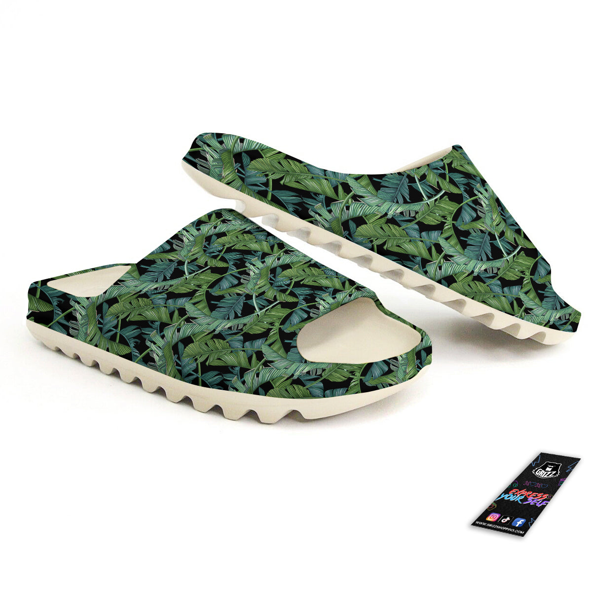 Banana Leaf Print Pattern Sandals-grizzshop