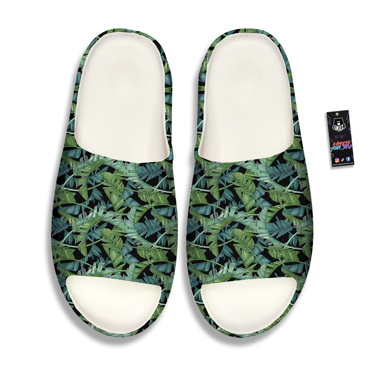 Banana Leaf Print Pattern Sandals-grizzshop