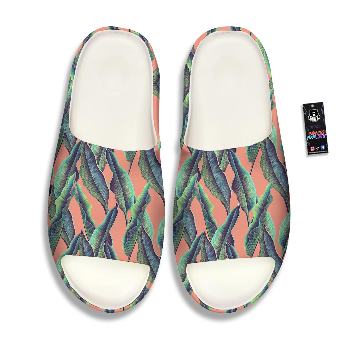 Banana Leaf Tropical Print Pattern Sandals-grizzshop