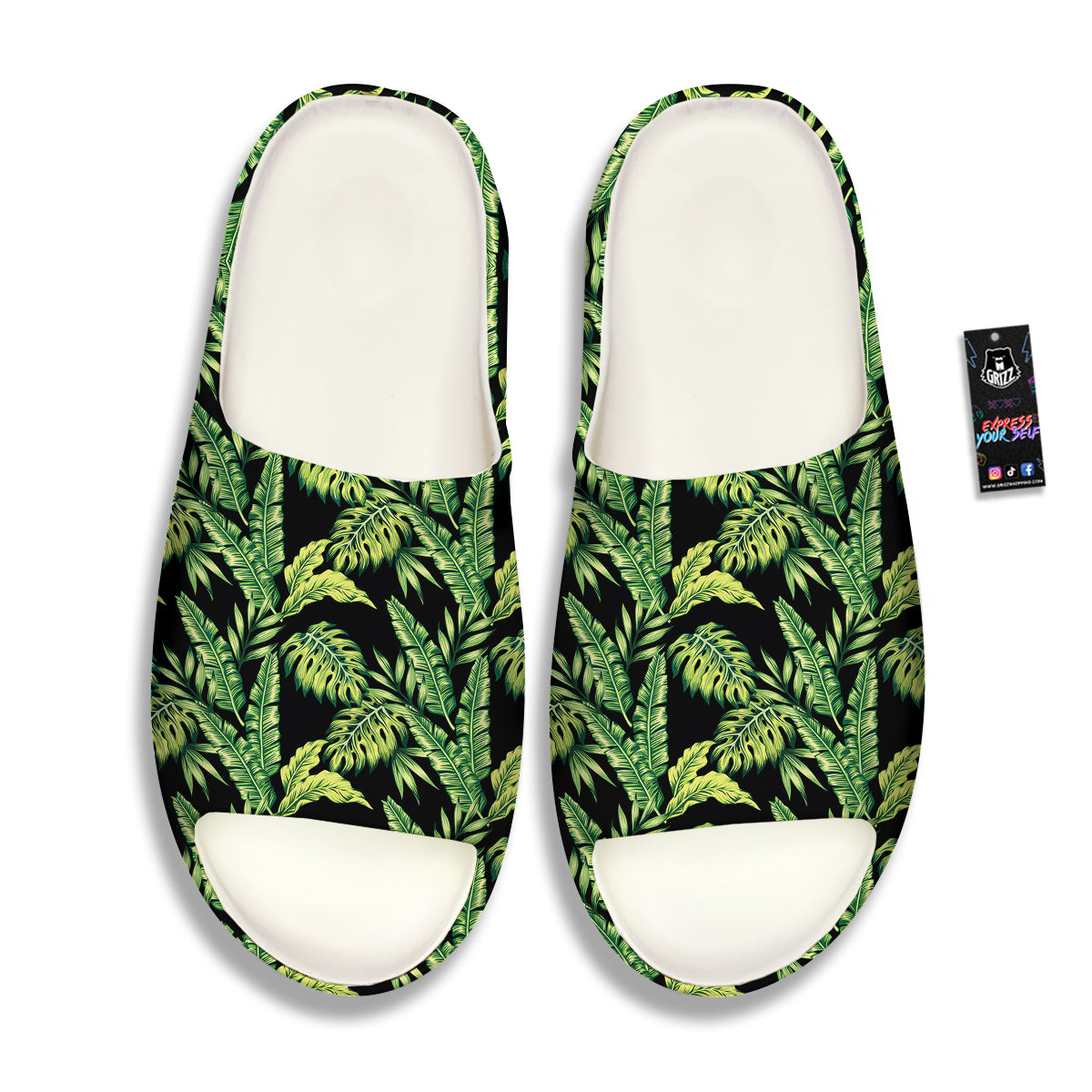 Banana Palm Leaf Print Pattern Sandals-grizzshop