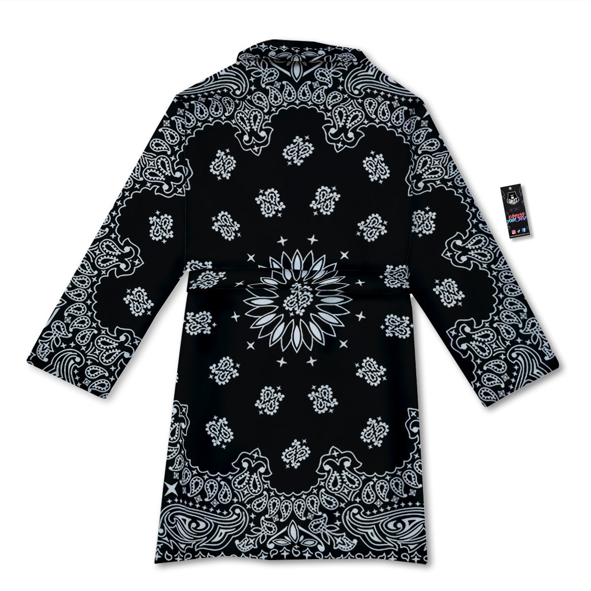 Bandana Black Paisley Print Bathrobe-grizzshop