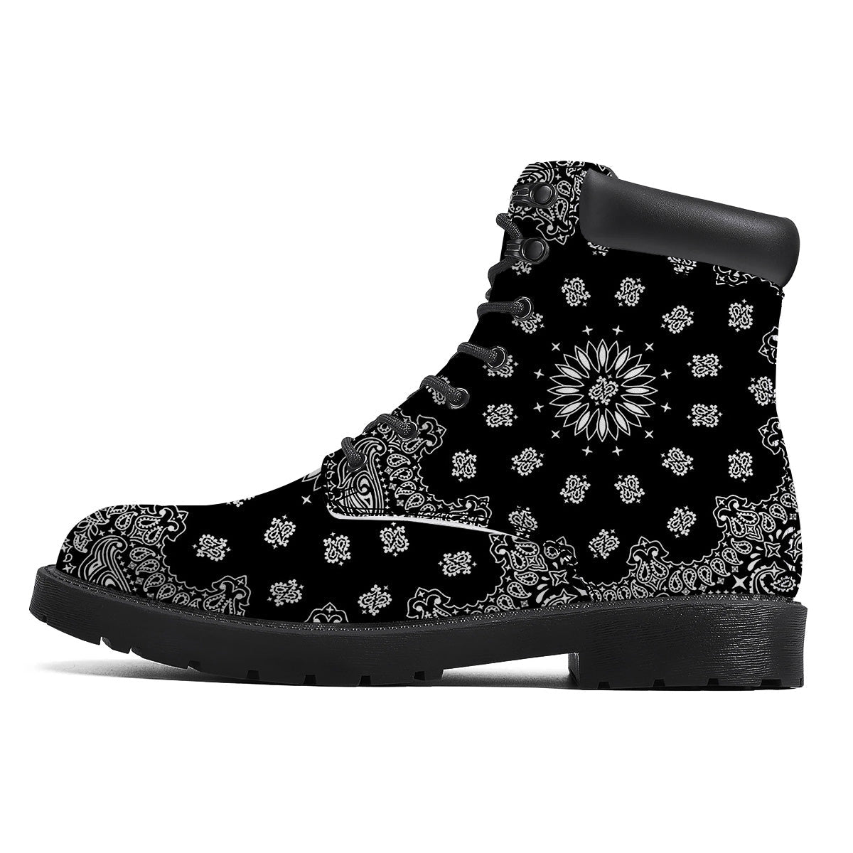 Bandana Black Paisley Print Boots-grizzshop