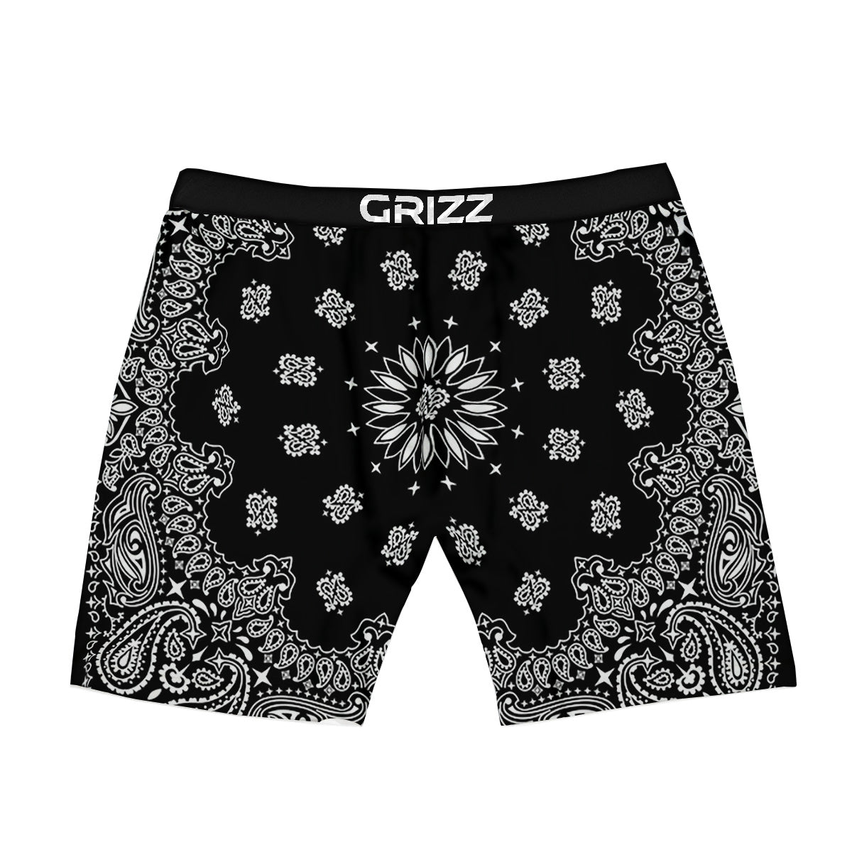 Bandana Black Paisley Print Boxer Briefs-grizzshop
