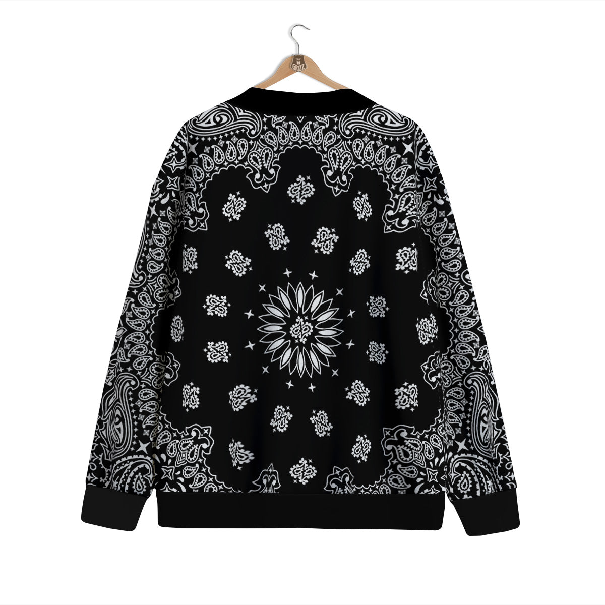 Bandana Black Paisley Print Cardigan-grizzshop