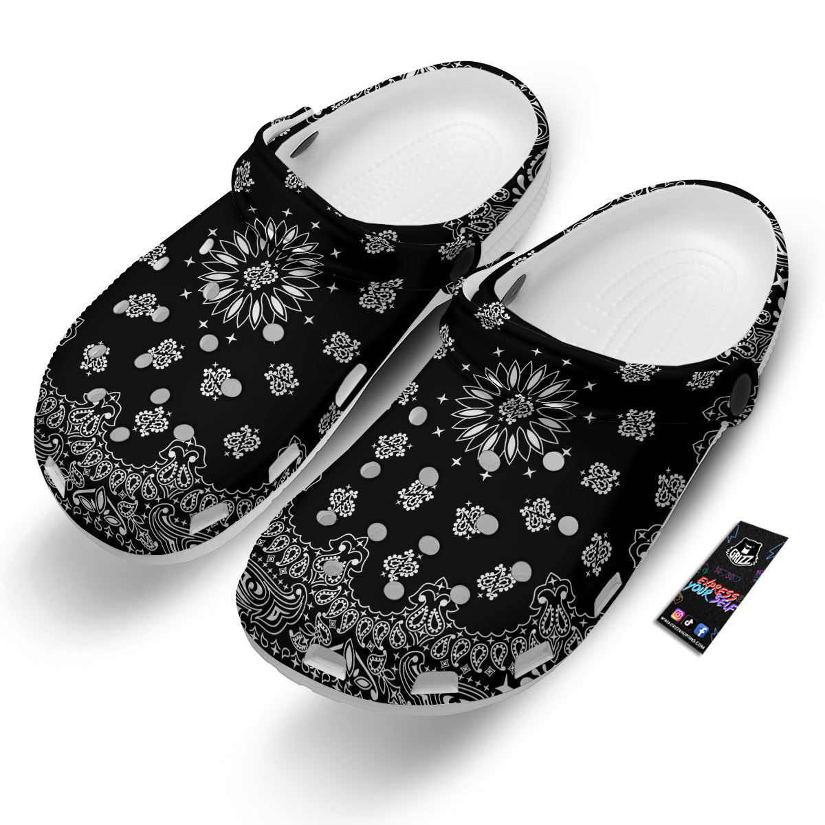 Bandana Black Paisley Print Clog-grizzshop