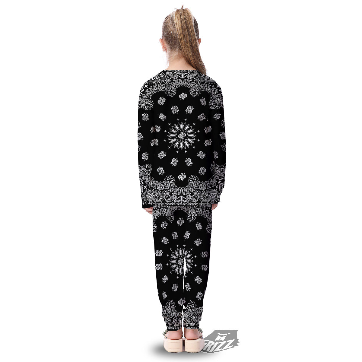Bandana Black Paisley Print Kid's Pajamas-grizzshop