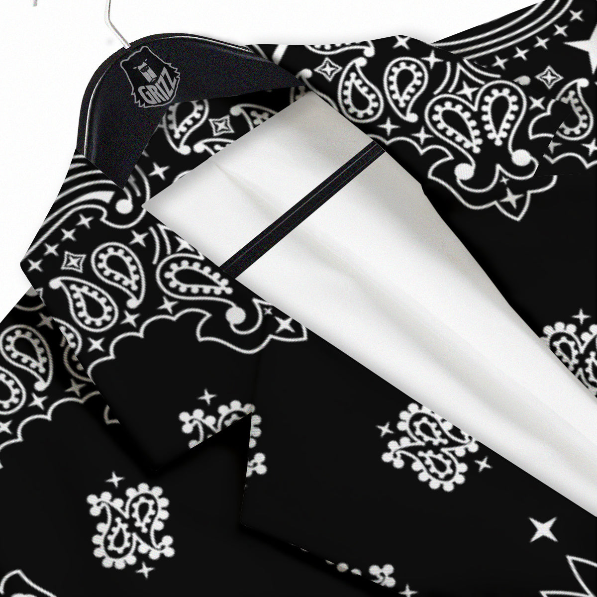 Bandana Black Paisley Print Men's Sport Coat-grizzshop