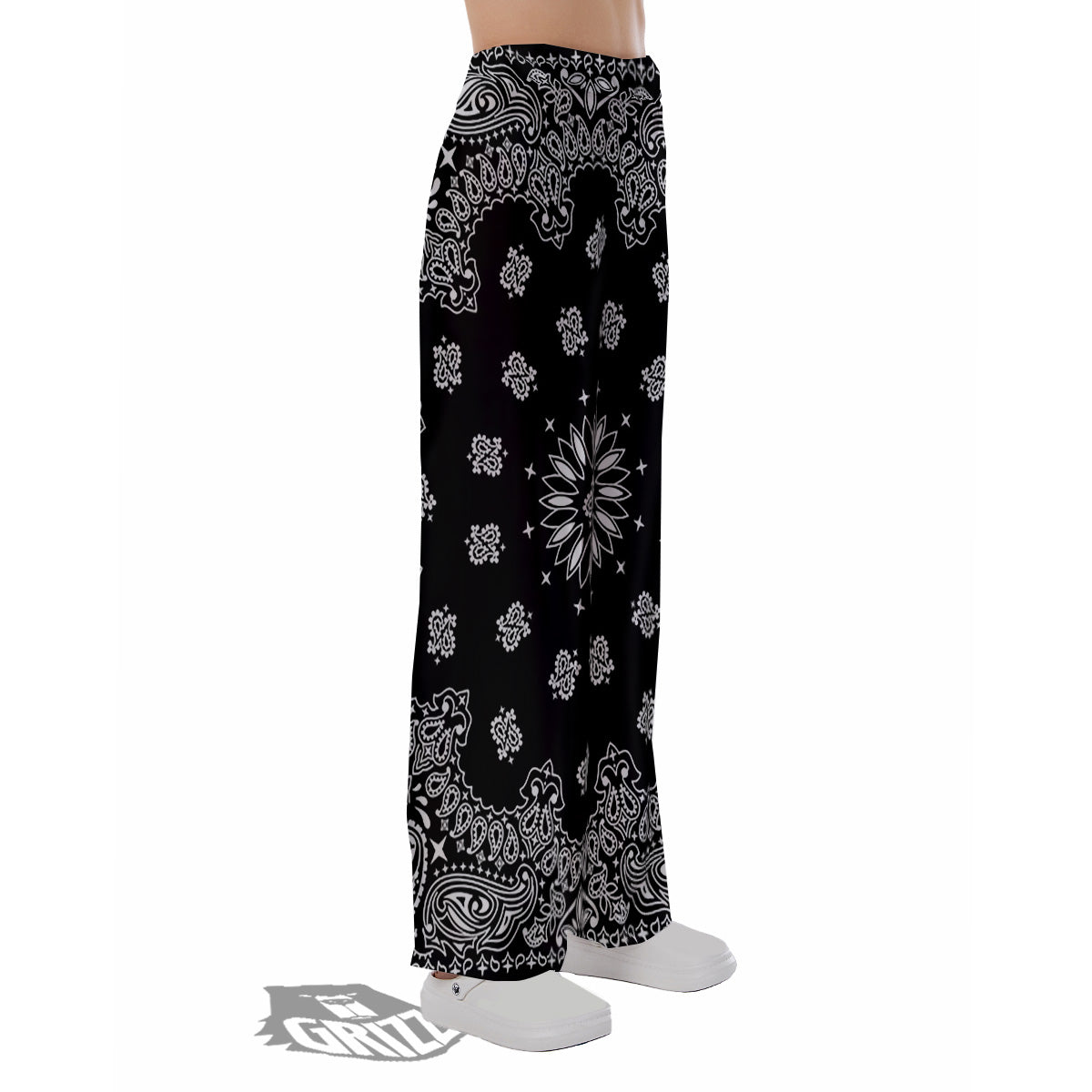Bandana Black Paisley Print Pajama Pants-grizzshop