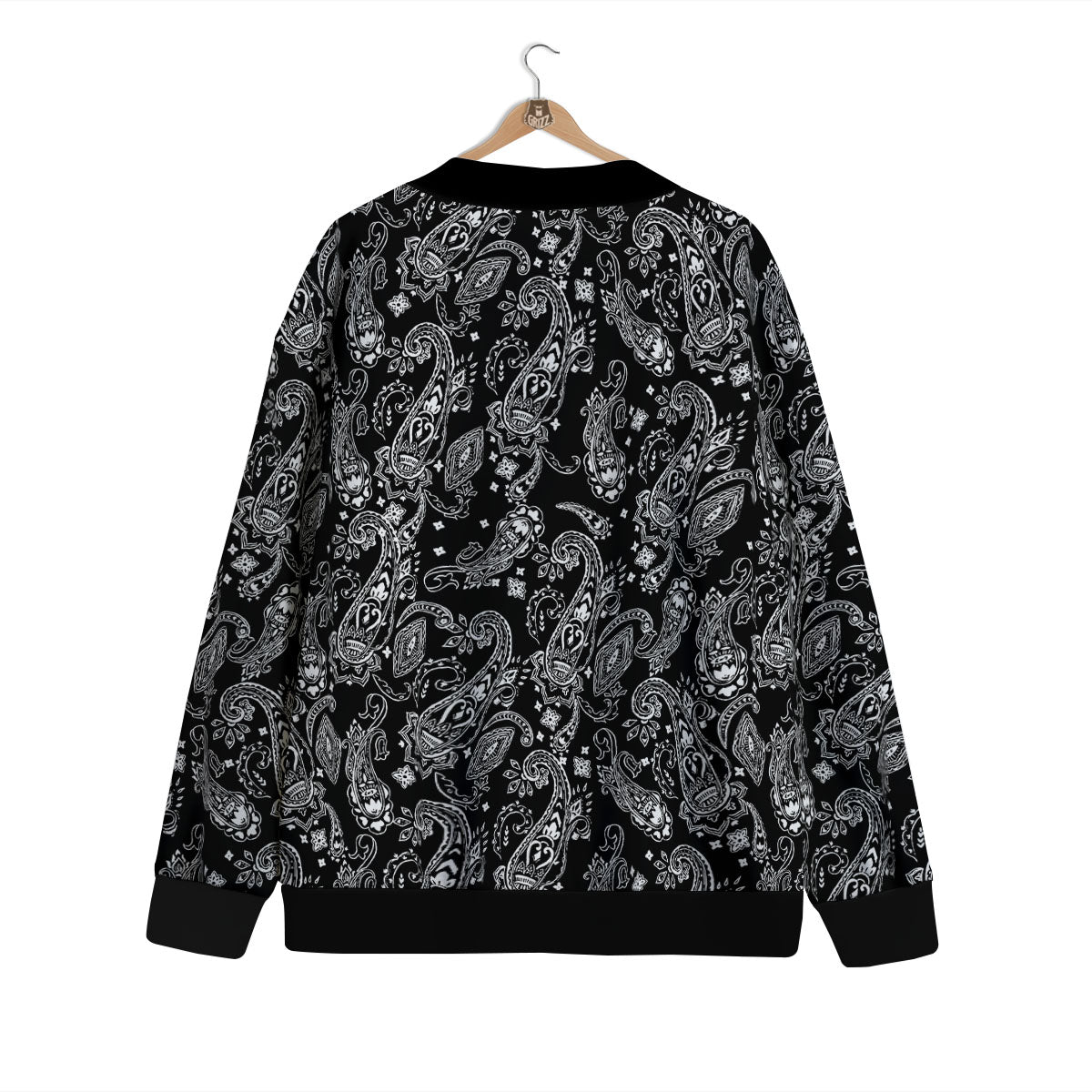 Bandana Black Paisley Print Pattern Cardigan-grizzshop