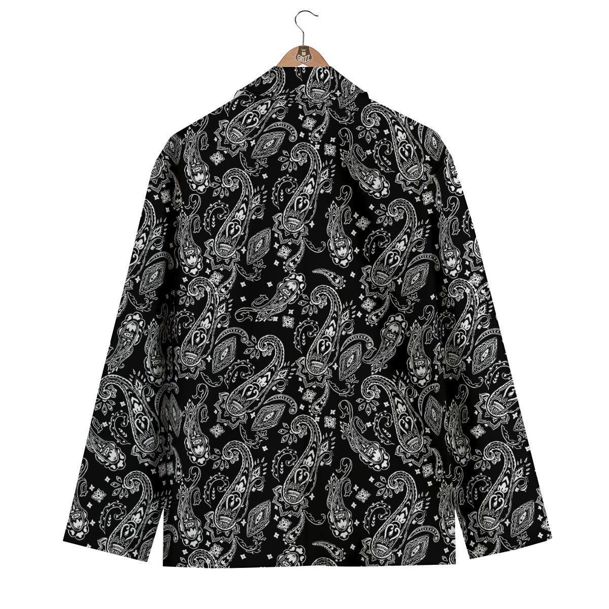Bandana Black Paisley Print Pattern Men's Blazer-grizzshop