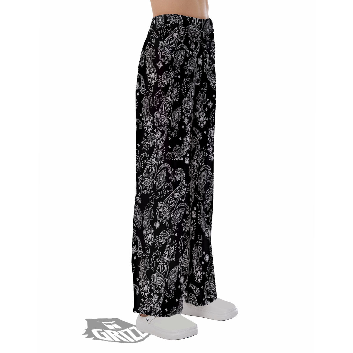 Bandana Black Paisley Print Pattern Pajama Pants-grizzshop