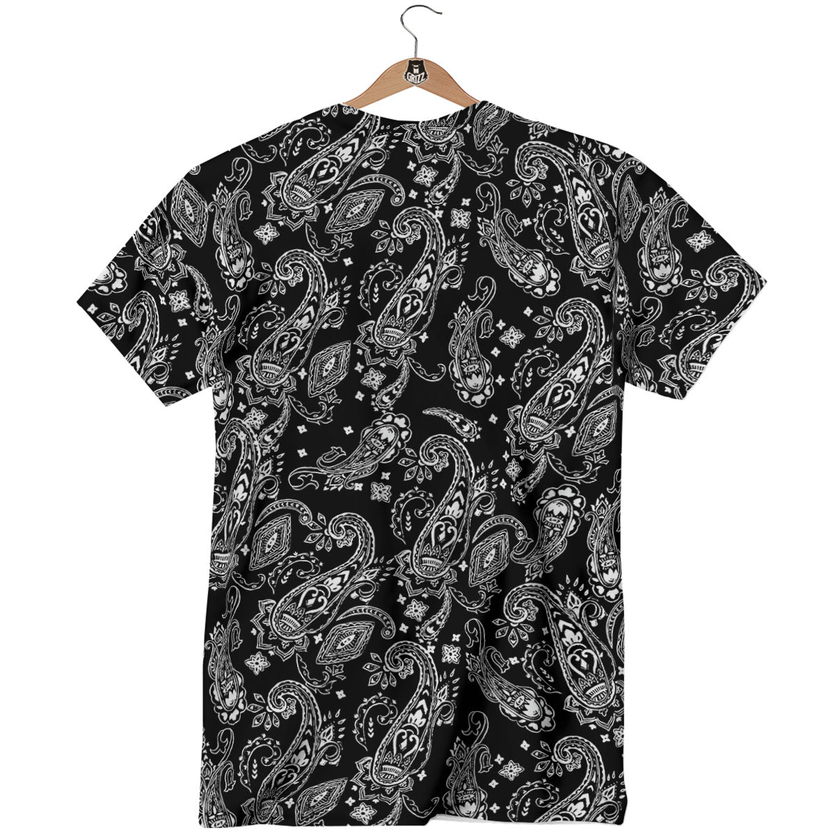 Bandana Black Paisley Print Pattern T-Shirt-grizzshop