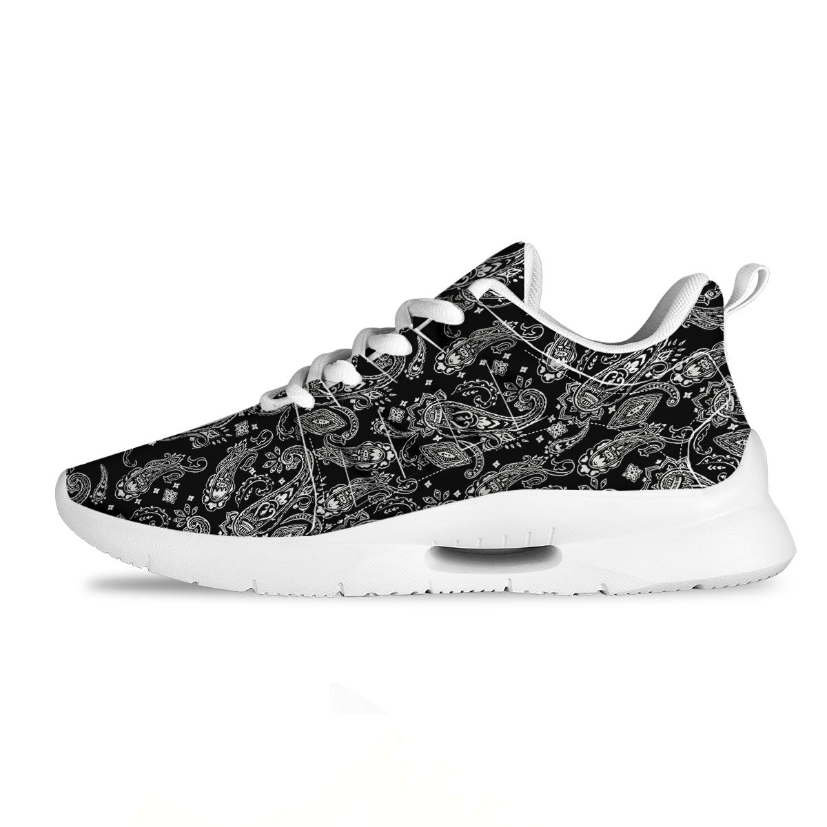 Bandana Black Paisley Print Pattern Tennis Shoes-grizzshop