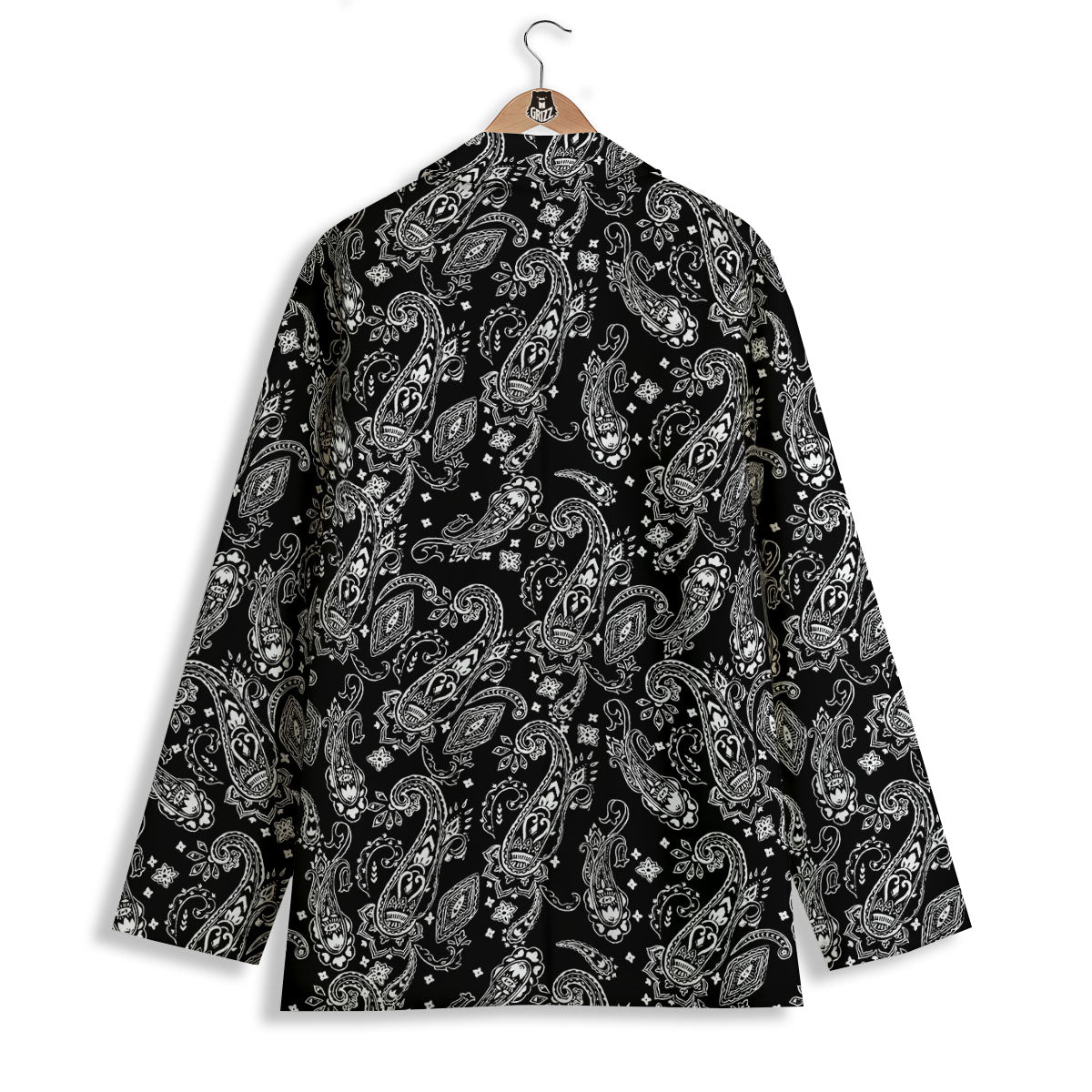 Bandana Black Paisley Print Pattern Women's Blazer-grizzshop